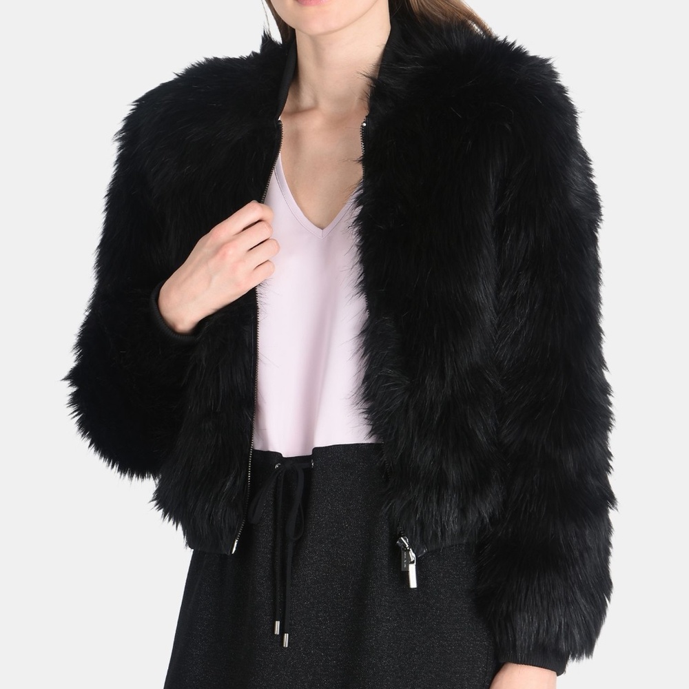 AE FAUX-FUR BOMBER JACKET